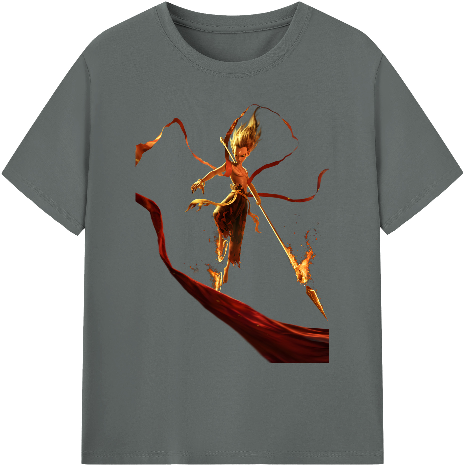 （画像用） Ne Zha 2 ナタ 魔童の大暴れ 綿100％ メンズ半袖Tシャツ｜肌触りやわらか＆通気性